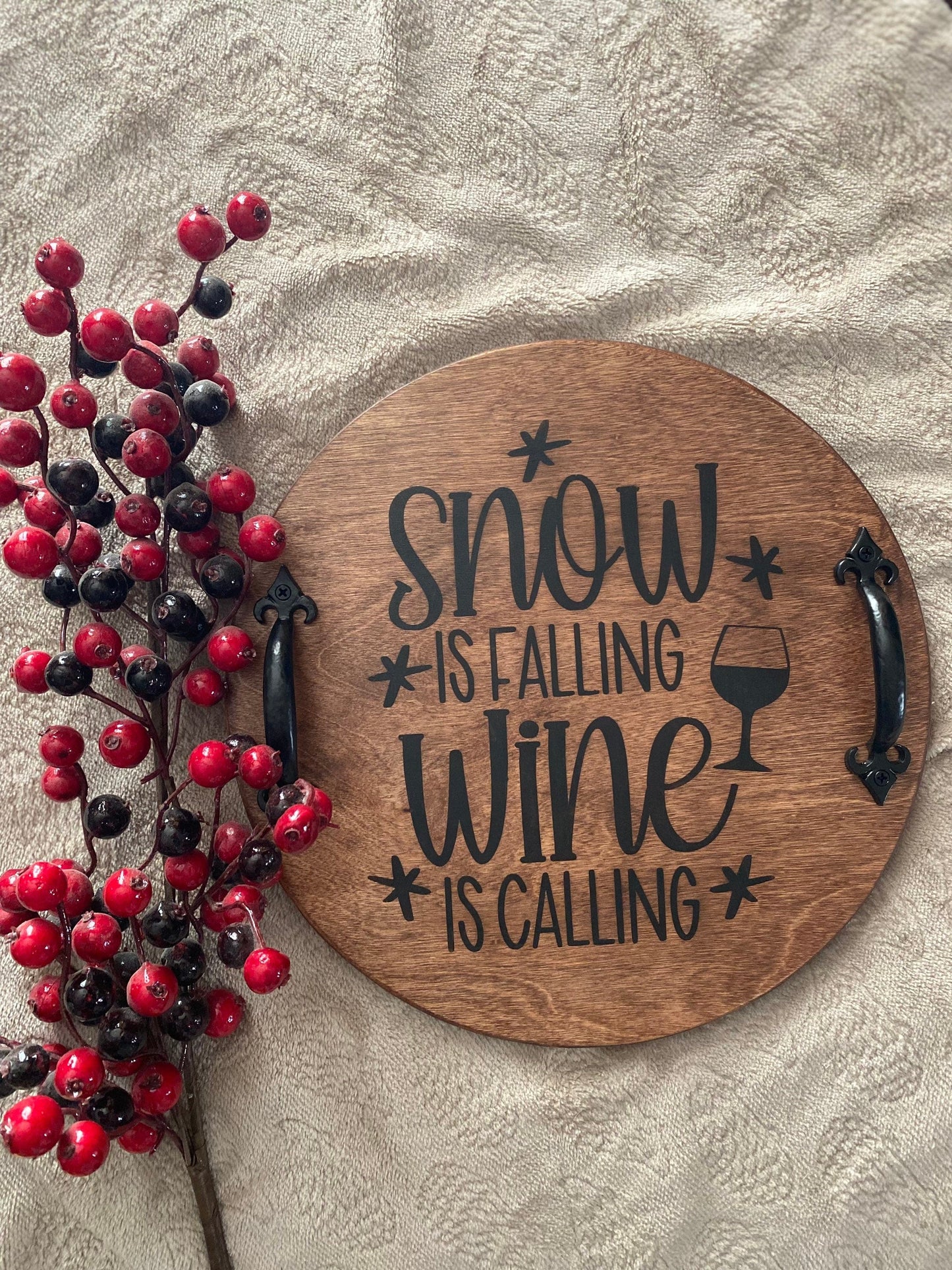 Christmas Serving Tray, Wine Bar Decor, Farmhouse Serving Tray, Rustic